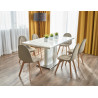 Gepolsterter Samtstuhl COLIN Beige – Skandinavisches Design mit Holzbeinen