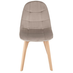 Gepolsterter Samtstuhl COLIN Beige – Skandinavisches Design mit Holzbeinen