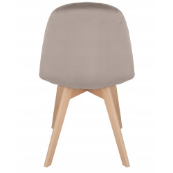 Gepolsterter Samtstuhl COLIN Beige – Skandinavisches Design mit Holzbeinen
