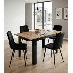 Ausziehbarer Esstisch CRAFT 120/160 x 80 cm – Schwarz/Craft-Eiche