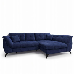 Ecksofa MONARI mit Schlaffunktion & Bettkasten – Blau, rechtsseitig